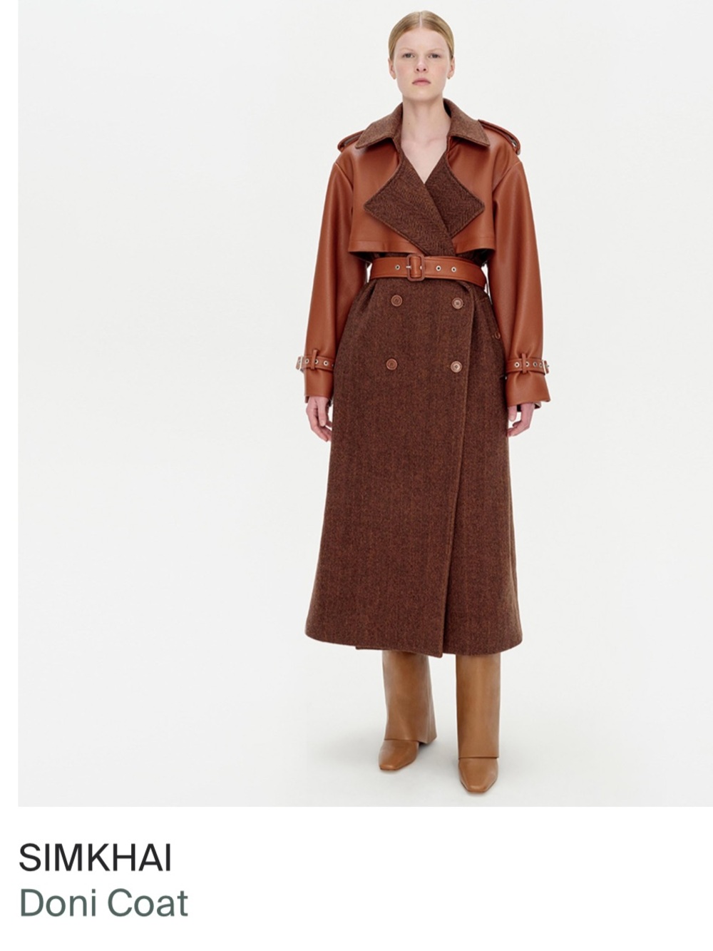 SIMKHAI Brown Mixed-Media Trench Coat